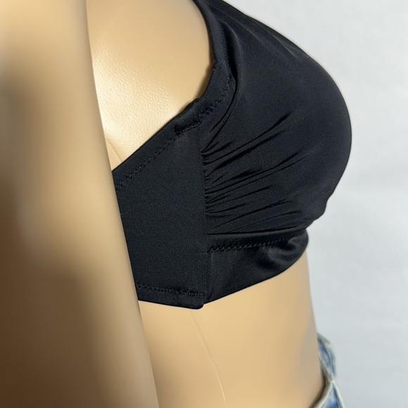 Women's longline cut out bikini top - shade & shore black (2GK21) - Picture 3 of 4